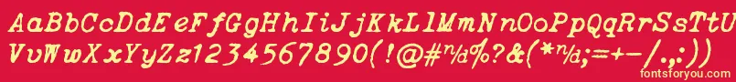 ItalicTypewriter Font – Yellow Fonts on Red Background