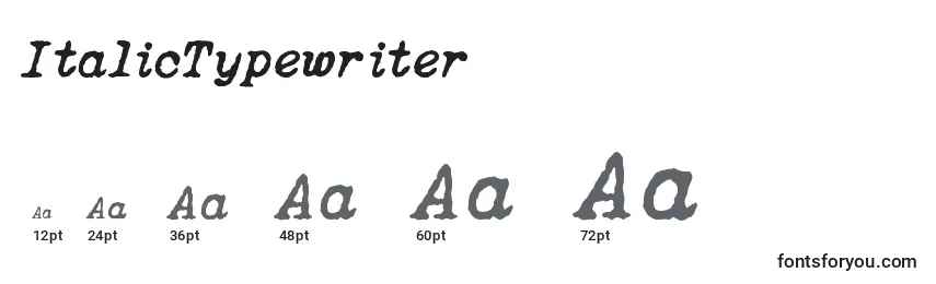 Размеры шрифта ItalicTypewriter