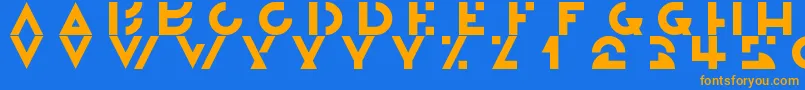 Weitere Informationen zur Morgante-Schriftart Morgante-Schriftart – Orangefarbene Schriften auf blauem Hintergrund