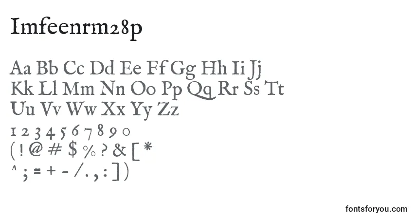 A fonte Imfeenrm28p – alfabeto, números, caracteres especiais