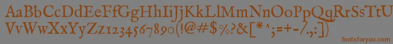 Imfeenrm28p Font – Brown Fonts on Gray Background