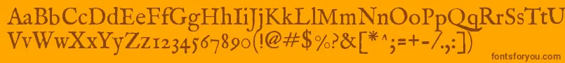 Imfeenrm28p Font – Brown Fonts on Orange Background