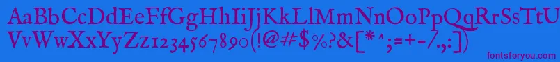 Imfeenrm28p Font – Purple Fonts on Blue Background