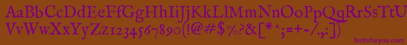 Imfeenrm28p Font – Purple Fonts on Brown Background