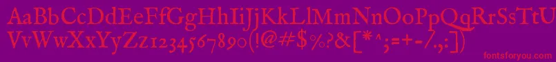 Imfeenrm28p Font – Red Fonts on Purple Background