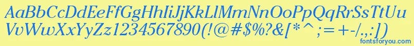 CheltenhamItcBookItalicBt Font – Blue Fonts on Yellow Background