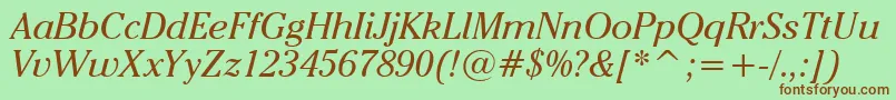 CheltenhamItcBookItalicBt Font – Brown Fonts on Green Background