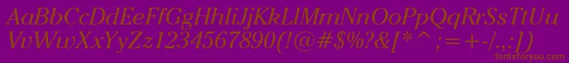 CheltenhamItcBookItalicBt Font – Brown Fonts on Purple Background