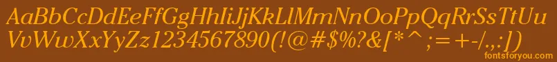 CheltenhamItcBookItalicBt Font – Orange Fonts on Brown Background