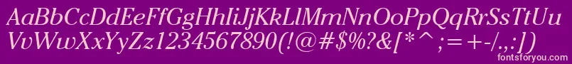CheltenhamItcBookItalicBt Font – Pink Fonts on Purple Background