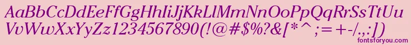 CheltenhamItcBookItalicBt Font – Purple Fonts on Pink Background