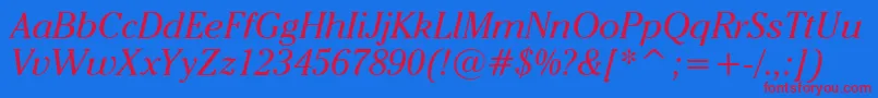 CheltenhamItcBookItalicBt Font – Red Fonts on Blue Background