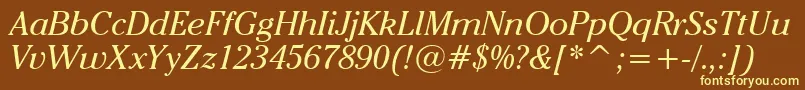 CheltenhamItcBookItalicBt Font – Yellow Fonts on Brown Background