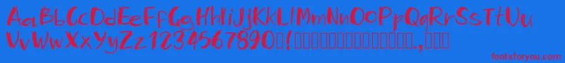 Pwmambo Font – Red Fonts on Blue Background