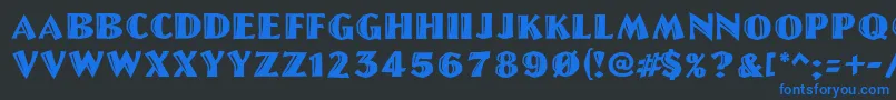 フォントLinolschrift – 黒い背景に青い文字