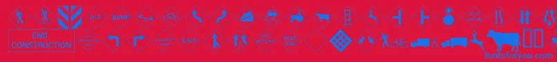 Roadwarningsign Font – Blue Fonts on Red Background