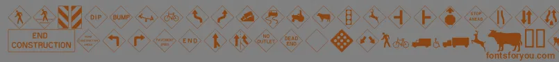 Roadwarningsign Font – Brown Fonts on Gray Background