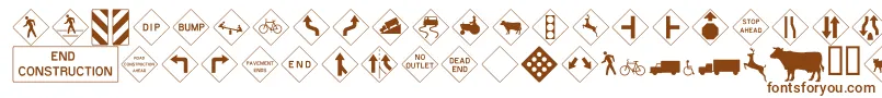 Roadwarningsign Font – Brown Fonts on White Background