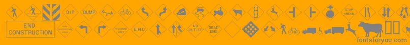 Roadwarningsign-fontti – harmaat kirjasimet oranssilla taustalla