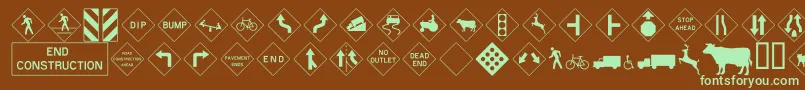 Roadwarningsign Font – Green Fonts on Brown Background