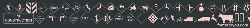 Roadwarningsign Font – Pink Fonts on Black Background
