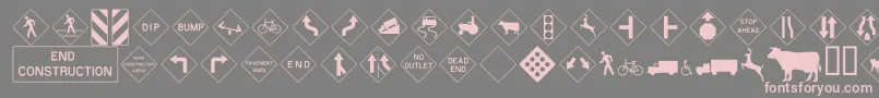 Roadwarningsign Font – Pink Fonts on Gray Background