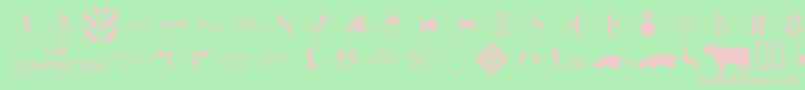 フォントRoadwarningsign – 緑の背景にピンクのフォント