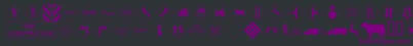 Roadwarningsign-fontti – violetit fontit mustalla taustalla