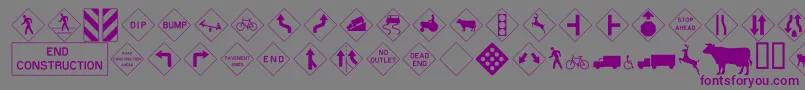 Czcionka Roadwarningsign – fioletowe czcionki na szarym tle