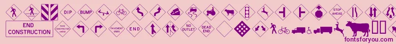 Roadwarningsign Font – Purple Fonts on Pink Background