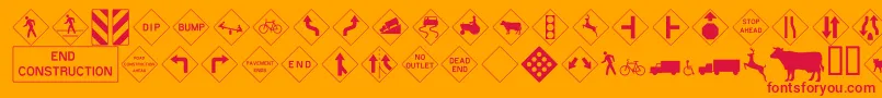 フォントRoadwarningsign – オレンジの背景に赤い文字
