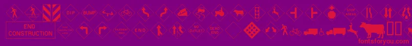 Roadwarningsign Font – Red Fonts on Purple Background