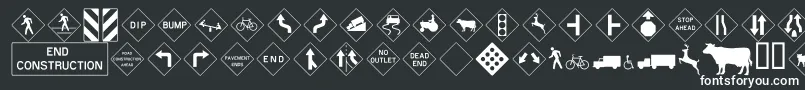 Police Roadwarningsign – polices blanches sur fond noir