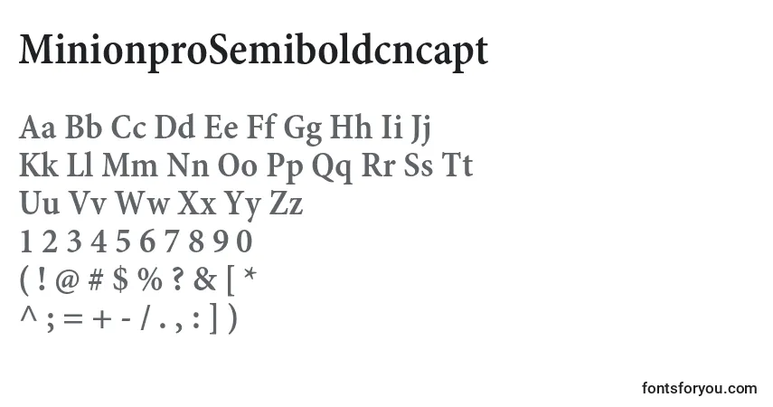 A fonte MinionproSemiboldcncapt – alfabeto, números, caracteres especiais
