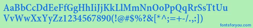 MinionproSemiboldcncapt Font – Blue Fonts on Green Background