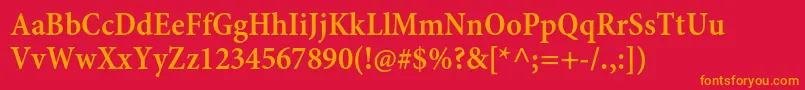 MinionproSemiboldcncapt Font – Orange Fonts on Red Background