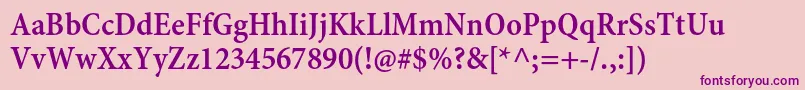 MinionproSemiboldcncapt Font – Purple Fonts on Pink Background