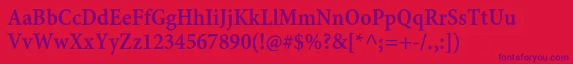 MinionproSemiboldcncapt Font – Purple Fonts on Red Background