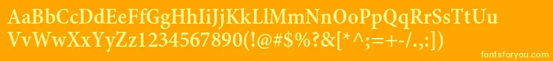 MinionproSemiboldcncapt Font – Yellow Fonts on Orange Background