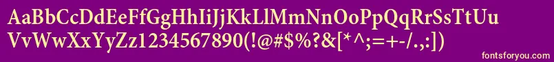 MinionproSemiboldcncapt Font – Yellow Fonts on Purple Background