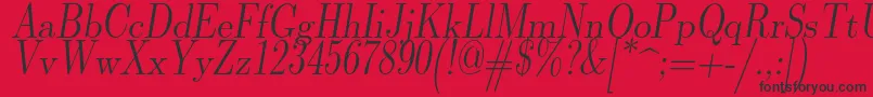 フォントLmromandunh10Oblique – 赤い背景に黒い文字