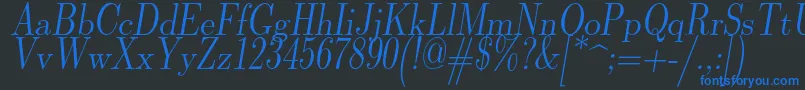Lmromandunh10Oblique Font – Blue Fonts on Black Background