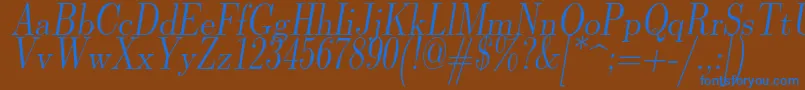 Lmromandunh10Oblique Font – Blue Fonts on Brown Background