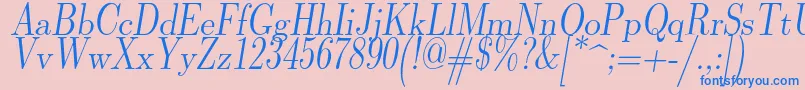 Lmromandunh10Oblique Font – Blue Fonts on Pink Background