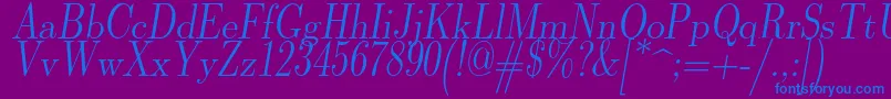 Lmromandunh10Oblique Font – Blue Fonts on Purple Background