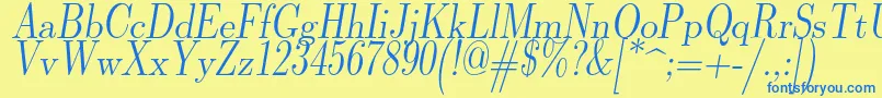 Lmromandunh10Oblique Font – Blue Fonts on Yellow Background