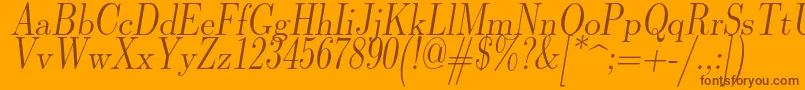 Lmromandunh10Oblique Font – Brown Fonts on Orange Background