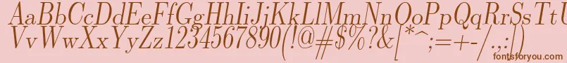 Lmromandunh10Oblique Font – Brown Fonts on Pink Background