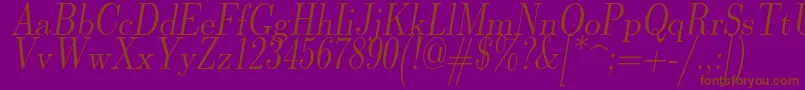 Lmromandunh10Oblique Font – Brown Fonts on Purple Background