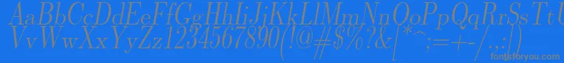 Lmromandunh10Oblique Font – Gray Fonts on Blue Background